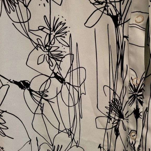 Worthington Floral Mint Green Tie Button-Up Blouse Medium Retro Chic EUC - Picture 6 of 8